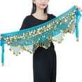 thumbnail image 1 of Cadena de cintura para danza del vientre Sonducket con lentejuelas y borlas azul, 1 of 5