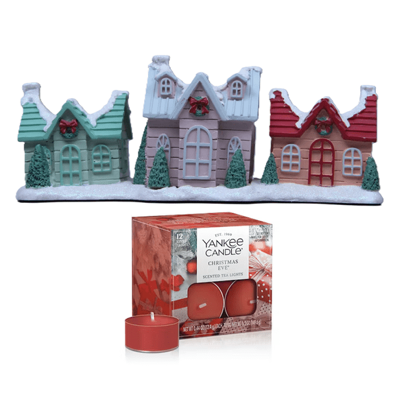 Yankee Candle Snow Globe Wonderland Multi Tea Light Holder Gift Set with 12 Christmas Eve Tea Lights