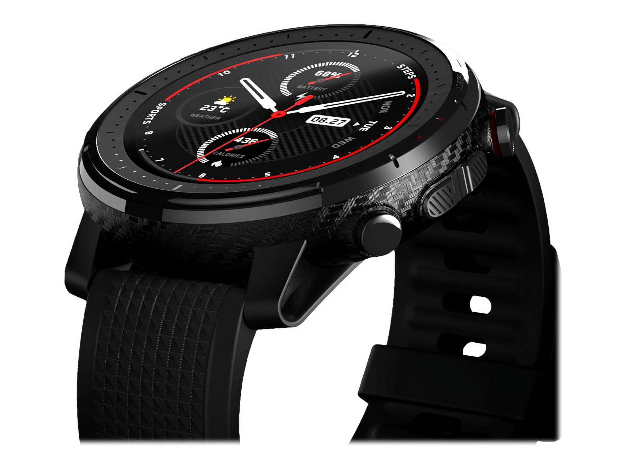 Amazfit Stratos 3 - 48.6 mm - black - sport watch with strap - silicone -  black - wrist size: 4.72 in - 7.68 in - display 1.34 - Wi-Fi, Bluetooth 