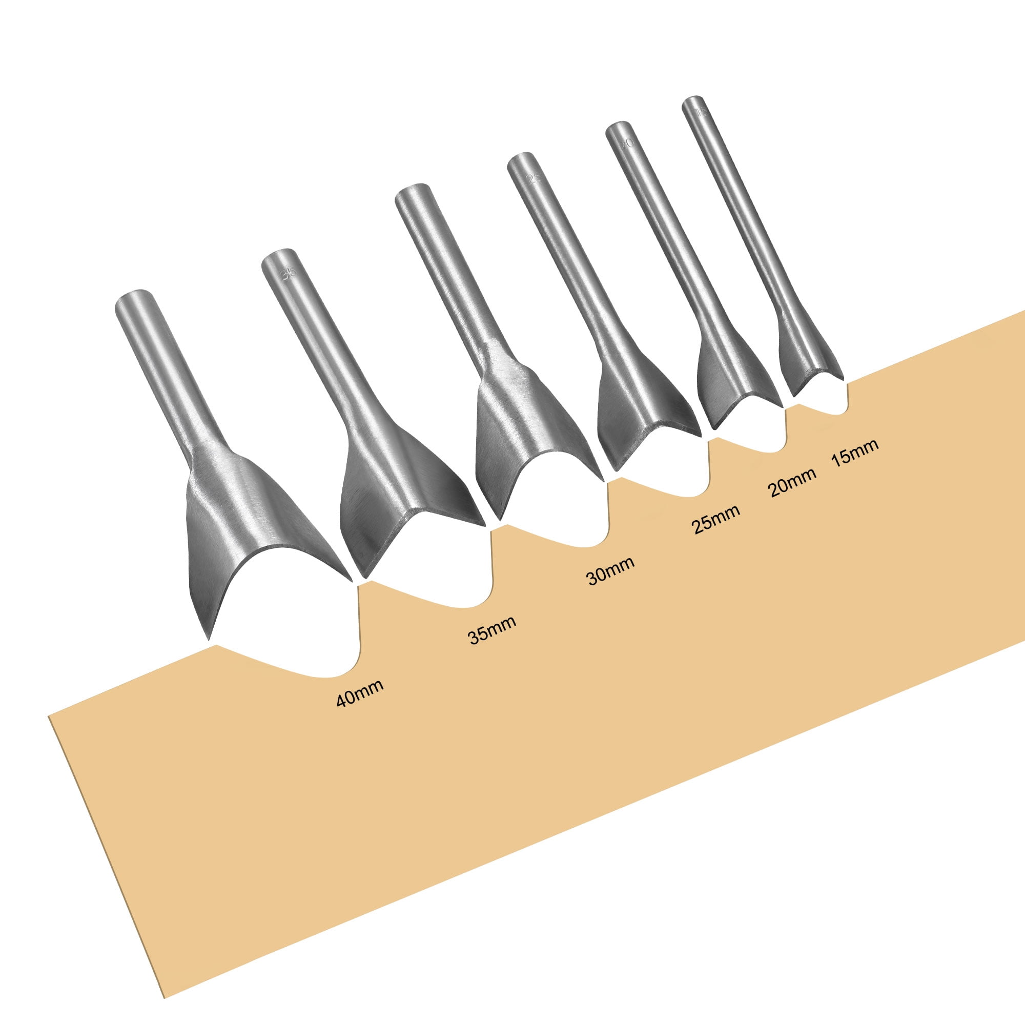 Uxcell V-Shaped Leather Cutter Punch 15-40mm Strap End Punch Tool Set 6 Pack