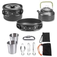 thumbnail image 3 of Utensilios de cocina al aire libre Camping Picnic plegable Vajilla Non-Stick 2-3 personas Potes reutilizables de la olla con bolsa de almacenamiento 11 piezas negras tholdsy OD003506-01B, 3 of 7