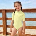 thumbnail image 2 of Girl Swimsuits Short Sleeve 1 Piece Bathing Suit Sun Protection Summer Swimwear Rashguard Swim Suits for Girls 10-11 Years, 2 of 5