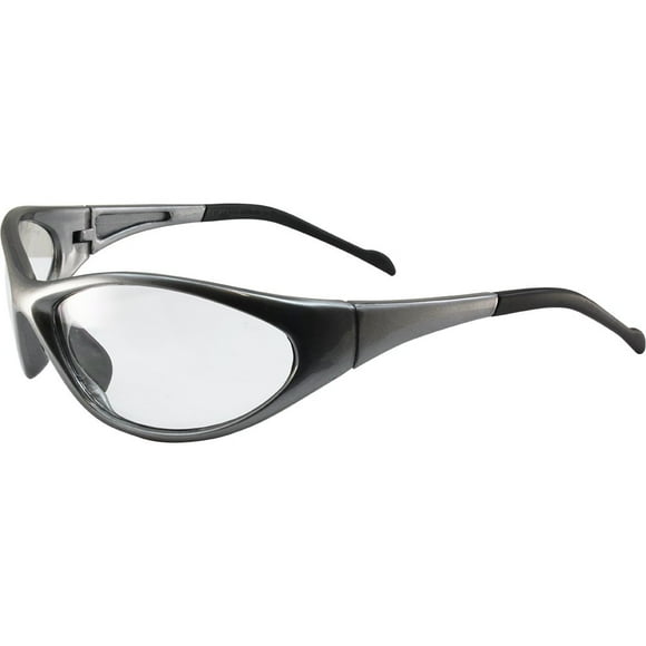 Global Vision Reflex Motorcycle Safety Sunglasses Grey Frame Clear Lens ANSI Z87.1