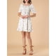 thumbnail image 5 of Vestido Floral con Mangas Abullonadas, Espalda Fruncida y Escote Corazón, con Dobladillo Volante para Mujeres XS Blanco, 5 of 8