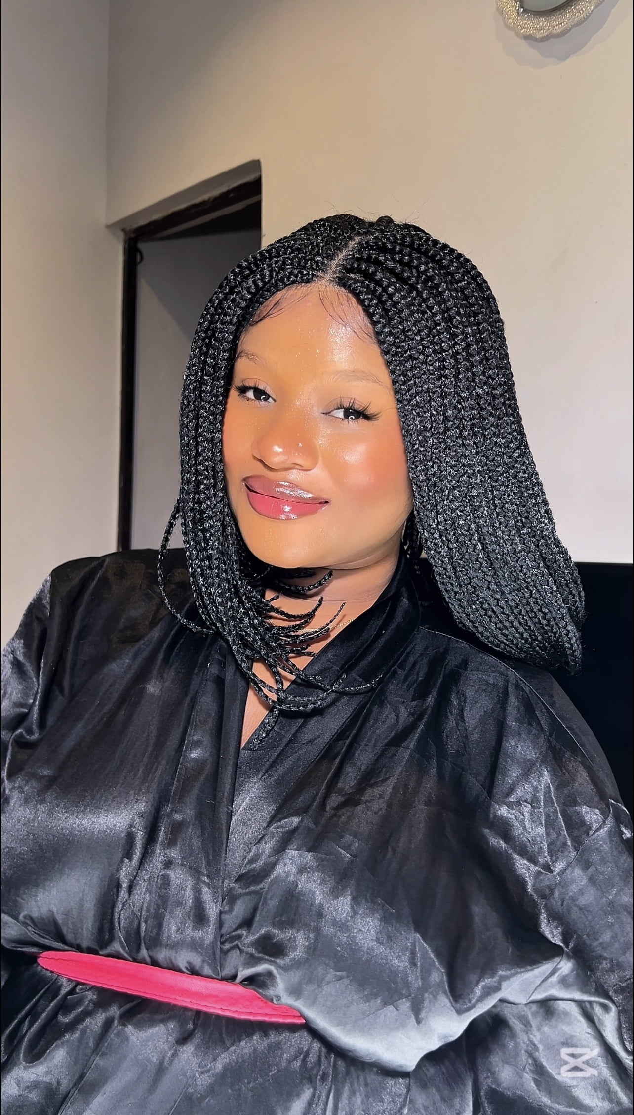LUXLUXE Tiara Straight Braided 12 in Long 4X4 Hand Tied Lace Braid Braided Wig, Beauty Heat Resistant Fiber, Black Color