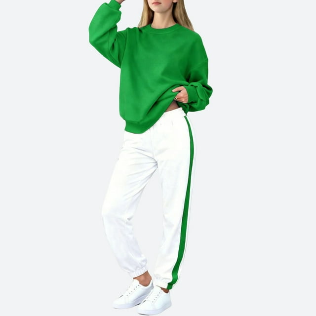 Conjuntos de blusas y camisas de manga larga y cuello redondo para niños, de color liso, con capucha y pantalones deportivos con lazo en las piernas, para deportes casuales, de dos piezas, de poliéste