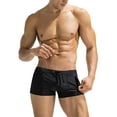 thumbnail image 2 of mgoYE Men's Swim Trunks Men's Classic Solid Square Cut Swimwear Sexy Tight Swimming Trunks Tan Through Bikini Swim Briefs|Black,M, 2 of 3