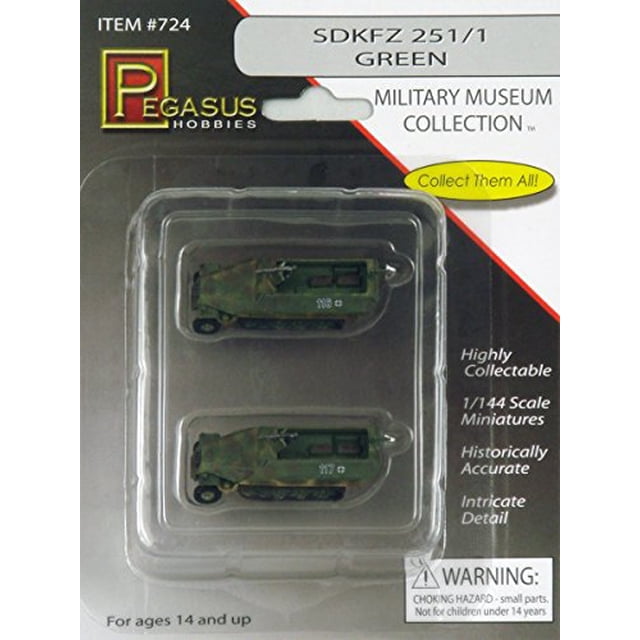 Colección del Museo Militar SDKFZ 251/1 Green 2-Car Set escala 1/144 (Pegasus Hobbies Military Museum Collection 707600007247