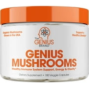 Mushroom Brain Supplement Nootropic with Lions Mane, Reishi, Codyceps for Energy & Focus, Genius Mushrooms by the Genius Brand