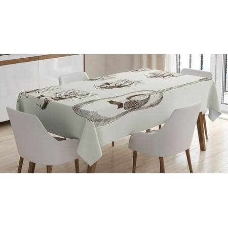 

Guitar Tablecloth Sketch Art Style Instrument and Chords Acoustic Flamenco Technique Skill Talent Rectangular Table Cover for Dining Room Kitchen 60 X 84 Inches Cream Brown by Ambesonne