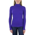 thumbnail image 4 of ToBeInStyle Women's Soft Cotton Long Sleeve Turtleneck Sweatshirt - Lazuli Blue - Large, 4 of 7