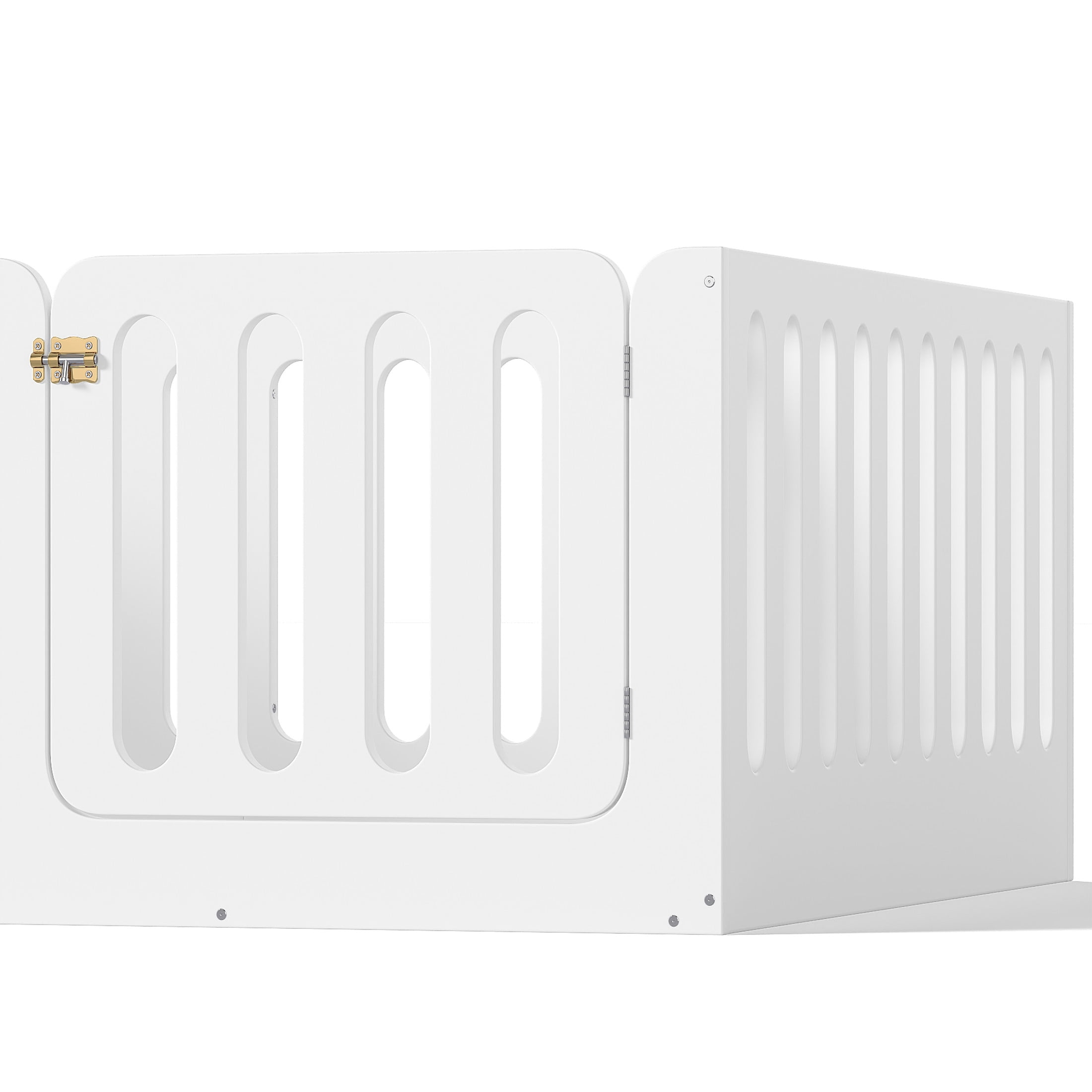 Noble House Full Size Montessori Floor Bed with High Fence, Solid Wood Kids Bed Frame, White