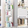 thumbnail image 4 of Ourlova 4 Tier 360 Rotating Stackable Bookshelf Tower Small Wooden Bookcase for Kids Waterproof Corner Display Storage Rack Narrow Book Organizer for Bedroom Study Room-White, 4 of 7