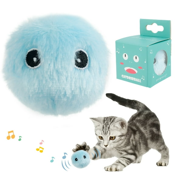 Ghopy Fluffy Plush Cat Toy Balls Interactive Chirping Balls with 3 Lifelike Animal Chirping Sounds Frog Cricket Bird Kitten Refillable Catnip Toys Cat Kicker Toys for Indoor Cats Exercise