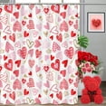 thumbnail image 4 of Drgilau Valentine's Day Love Hearts Pink Romantic Shower Curtains for Bathroom with Hooks,70X70IN, 4 of 8