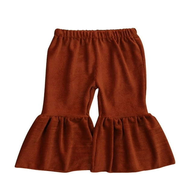 Bébé bébé Filles Pantalons Fusée Tenue Velours Velours Pantalons à Volants Cloche Bas Vêtements