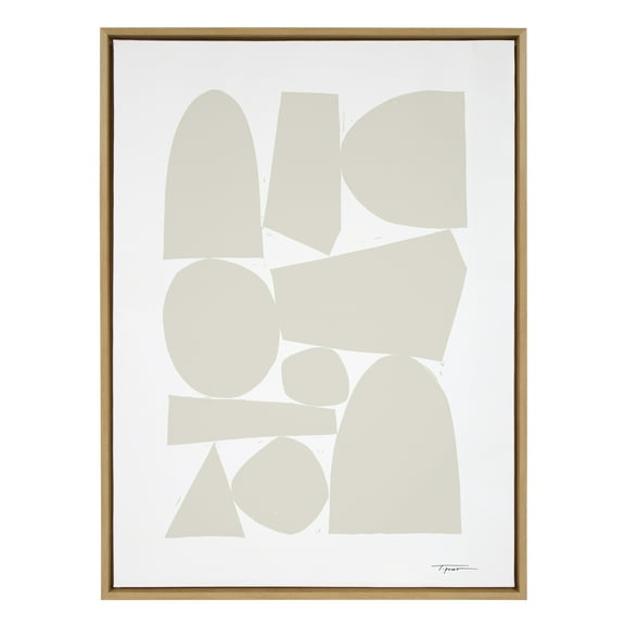 Kate and Laurel Sylvie Constructed II Neutral Framed Canvas Wall Art by Statement Goods, 28x38 Natural, Elegant Oversized Neutral Wall Décor