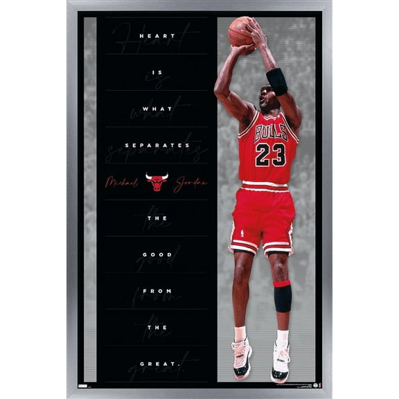 Michael Jordan - Heart Wall Poster, 14.725" x 22.375", Framed