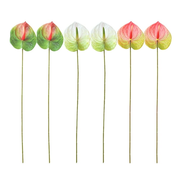 6 piezas de flores artificiales de anturio, centros de mesa con flores falsas, decoración de arreglos florales