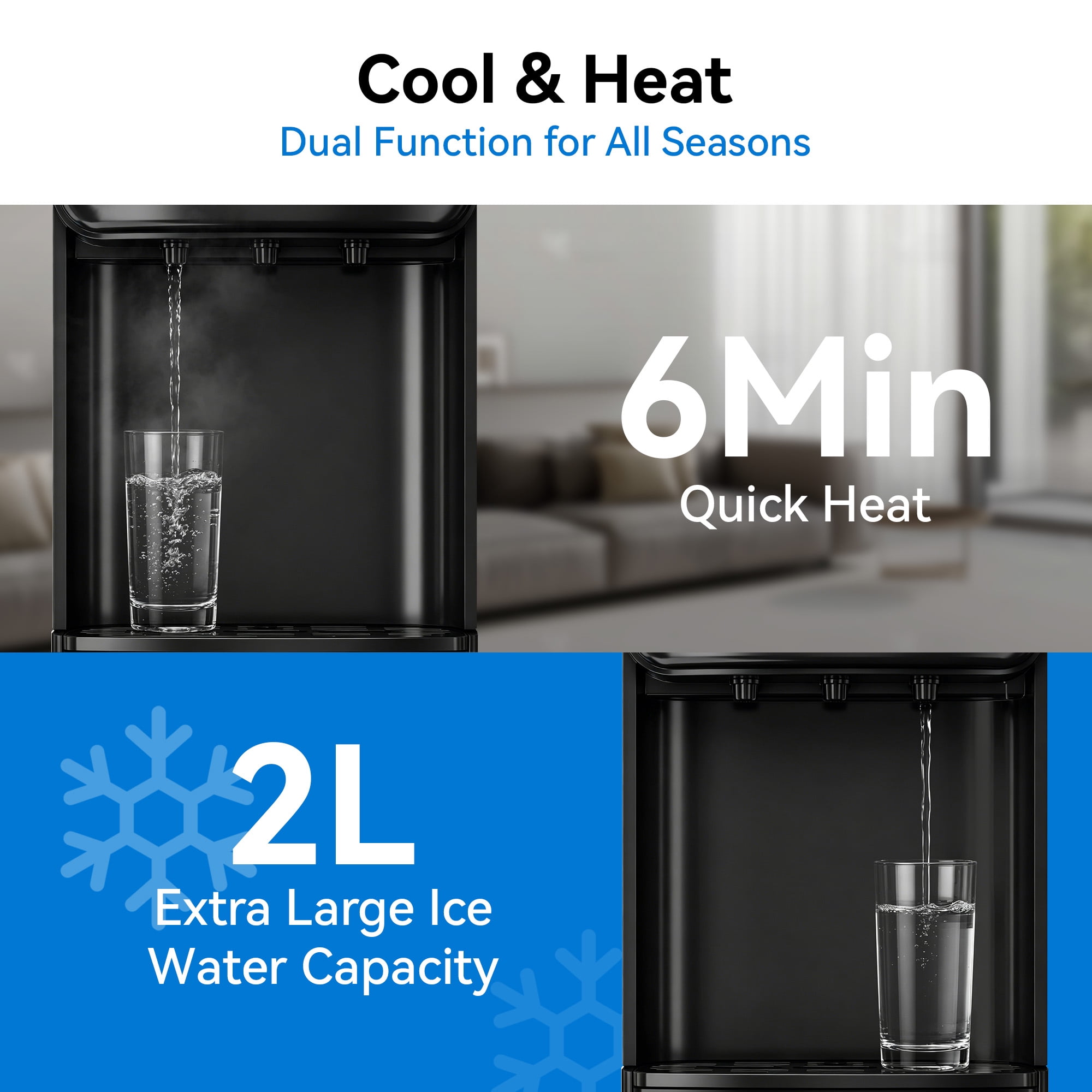 UrbanSync Bottom Loading Water Dispenser with Compressor Cooling, Stainless Steel Body & Aluminum Motor, High Dispensing Area, Safety Lock, New