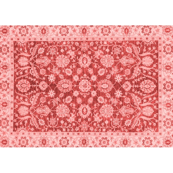 Ahgly Company Machine Washable Indoor Rectangle Oriental Red Traditional Area Rugs, 7' x 10'