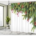 thumbnail image 4 of Ambesonne Christmas Shower Curtain, Tree Branches Cones, 69"Wx75"L, Green Brown, 4 of 4