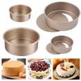 thumbnail image 1 of 4 Pcs Round Golden Cake Pan Carbon Steel Removable Bottom Cheesecake Pans(6&4 Inch), 1 of 6