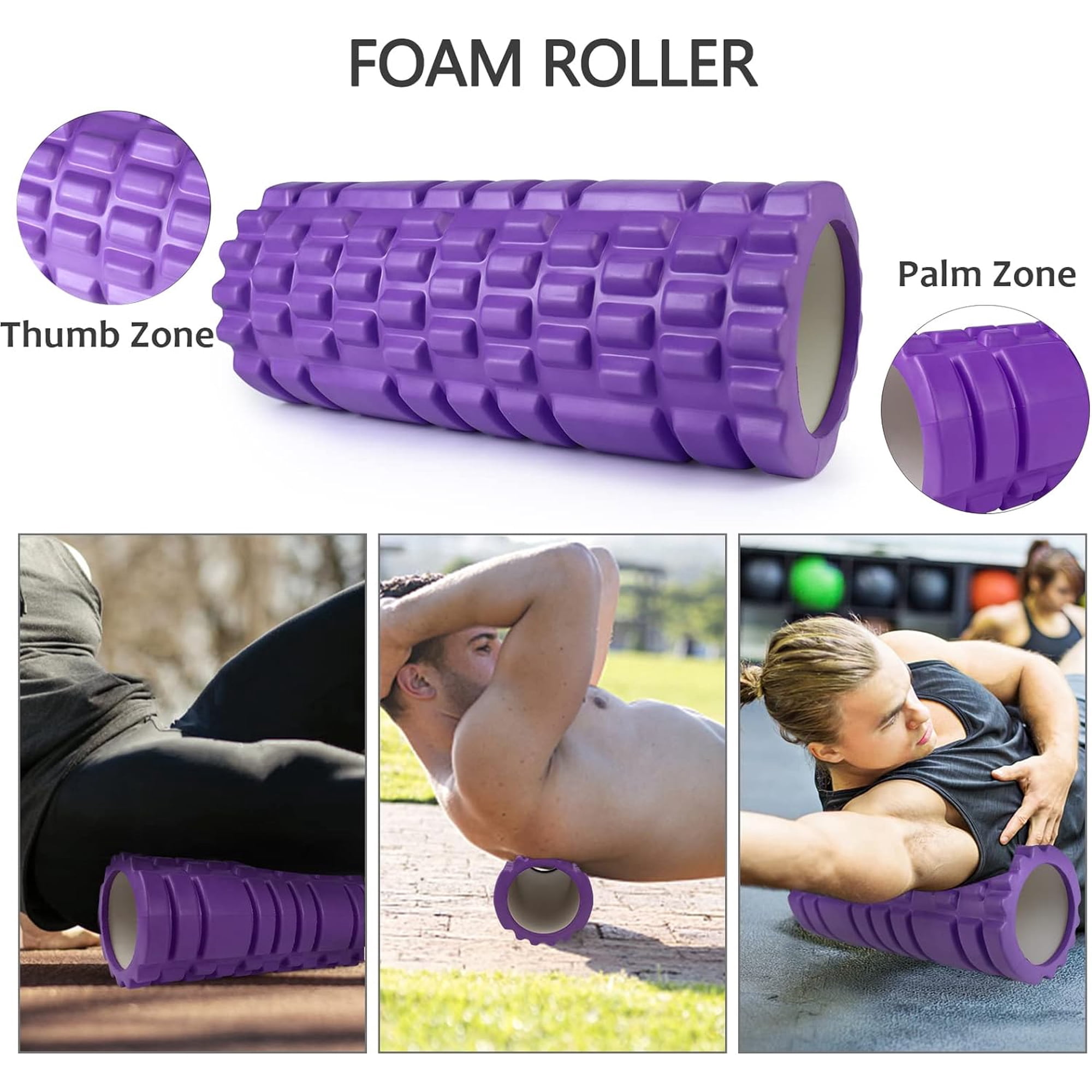 Elvire Weight-lifters Edition Rouleau de Massage pour Tissus Profonds, Comprend : en Mousse, Balle Cacahuète, Massage, Bandes D'étirement, Soulage la Douleur Dos