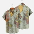 thumbnail image 4 of Men World Map Print Shirts Button Down Hawaiian Shirt Loose Fit Short Sleeve T Shirt Tropical Beach Aloha Shirts, 4 of 6
