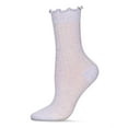 thumbnail image 3 of MeMoi Women's Heart Ruffle Cuff Pointelle Crew Socks - Womens - Female, 9-11, Pink Heather, 3 of 3