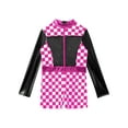 thumbnail image 3 of inhzoy Kids Girls Race Car Driver Racer Dress-Up Shiny Checkerboard Jumpsuit Bodysuit Leotard Black 10, 3 of 5