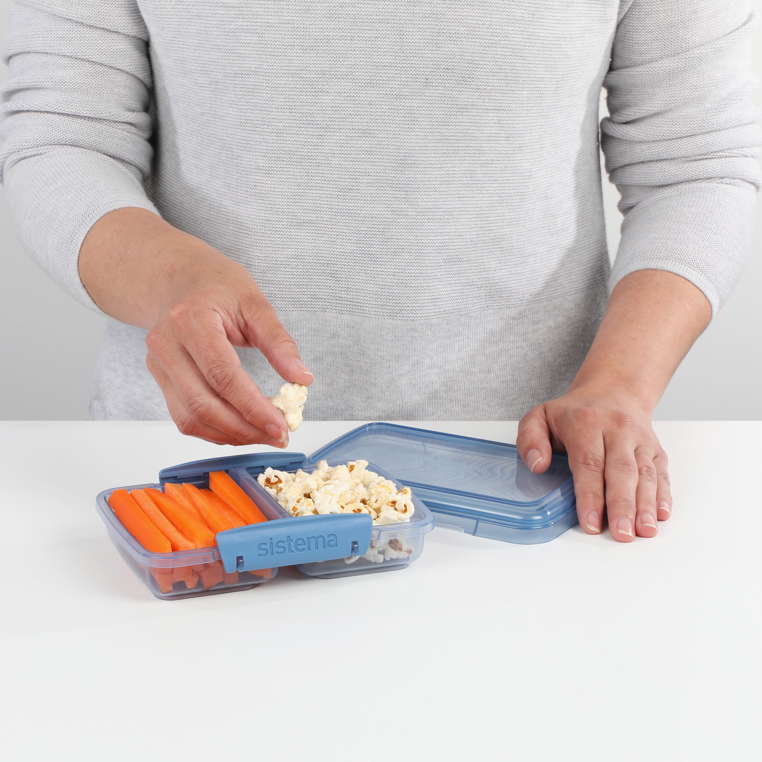 Sistema Ocean Bound Plastic Small Split Food Storage Container, 350 mL, BPA-Free, Teal or Blue (Not Selectable)