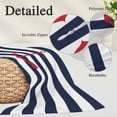 thumbnail image 6 of Navy Blue Striped King Size Pillow Cover,Pillowcase Protectors with Zipper,Breathable Decorative Throw Pillow Case Cover,Red Beach Nautical Anchor Ocean Coastal Pillow Shams for Couch Sofa 20x36Inch, 6 of 8
