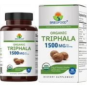 Brieofood Organic Triphala 1500mg, 45 Servings, Vegetarian, Gluten Free, 90 Vegetarian Tablets