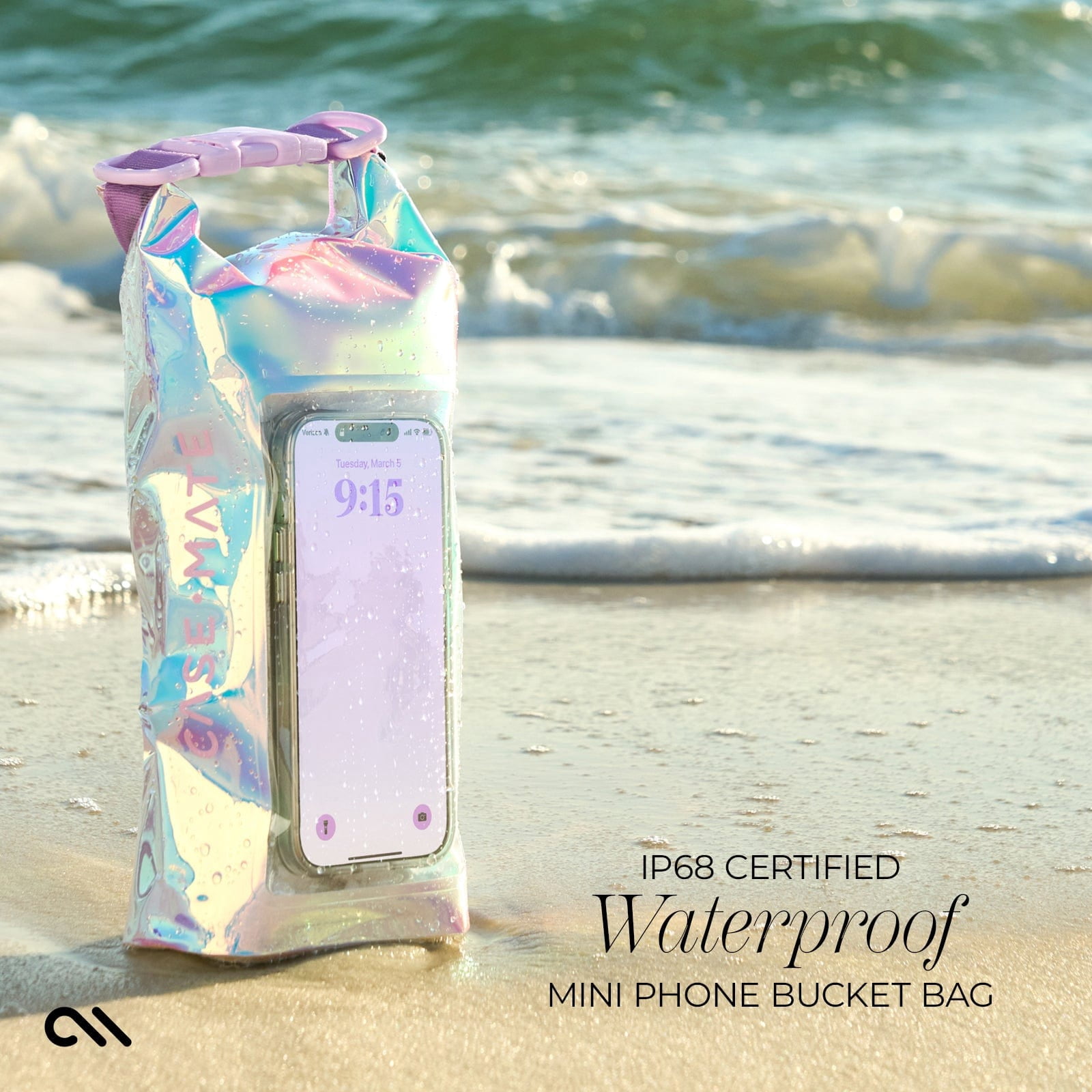 Case-Mate Soap Bubble Waterproof 2L Dry Bag with Built-in Phone Pouch - Iridescent