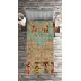 thumbnail image 2 of Ambesonne Vintage Quilted Coverlet 2 Pcs, Folkloric Boho African, Twin Size, Seafoam Cocoa, 2 of 2