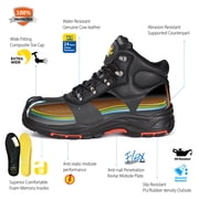 SAFETOE Safety Boots for Men Composite Toe Work Boots Lightweight Cow Leather Puncture Proof Slip On Work Boots Wide Fit
