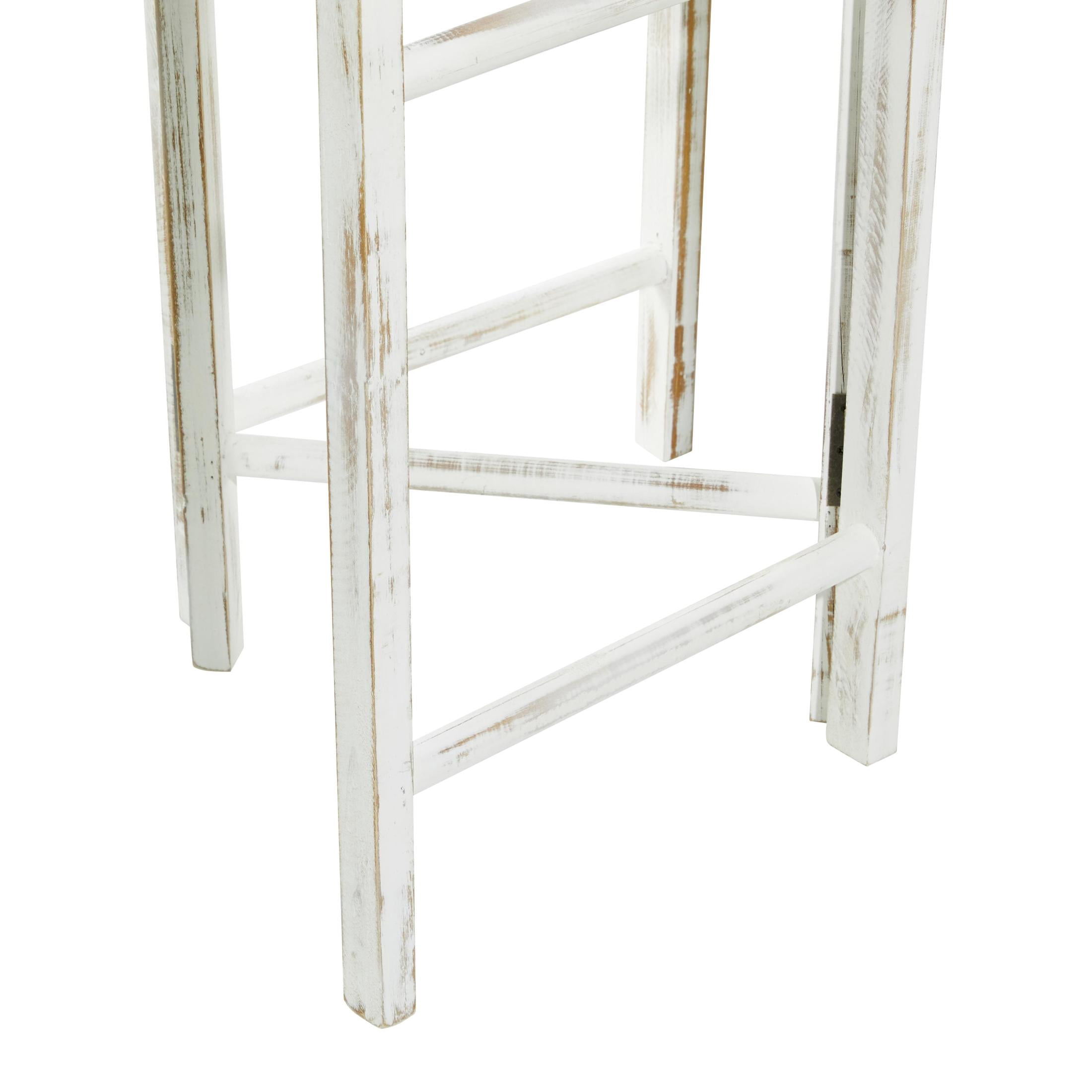 DecMode 48" x 71" White Wood Ladder 15 Rung Ladder with 3 Panels, 1-Piece