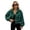 Green, variant on Women's Jackets – Houndstooth Check Cropped Stand Collar Zip Front Workwear – Casual Wear Work Days Coats (S-XL)