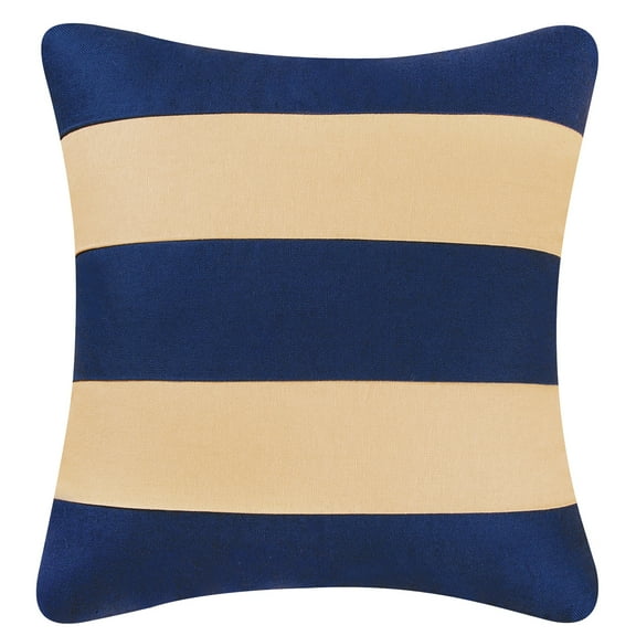 Navy/Camel Stripes Pillow, 18" x 18"