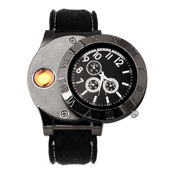 Reloj Encendedor Electronico Recargable Usb Con Sensor Negro Malubero Tipos de pantalla: Analógica