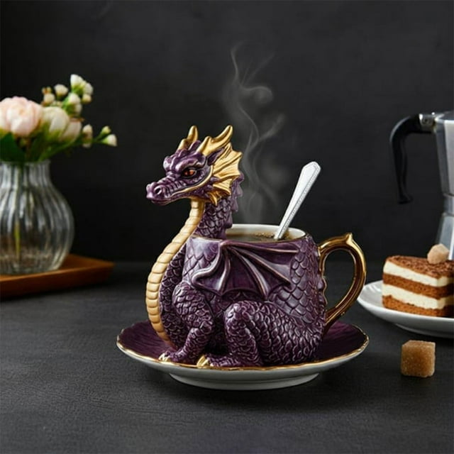 Puntoco Liquidación de artículos de cocina Taza de café con forma de dragón Personalización Taza de café con estatua de dragón