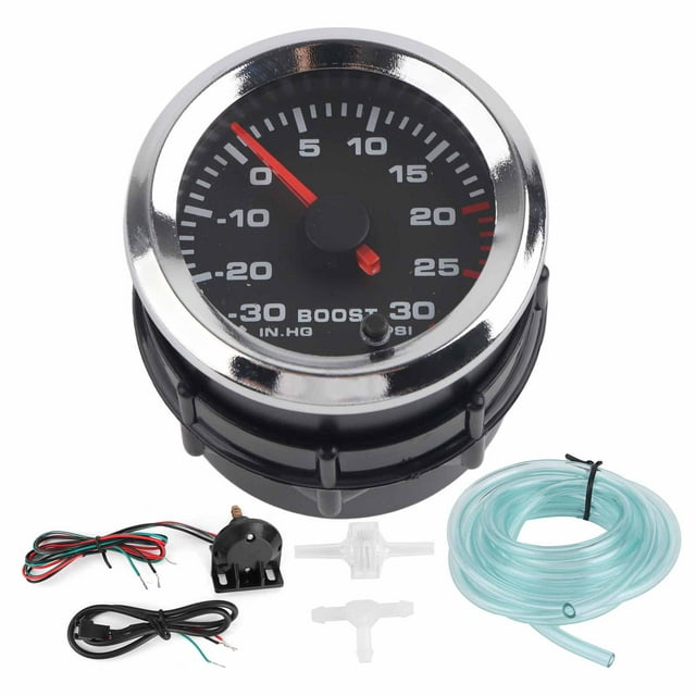 Boost Pressure Gauge Boost Pointer Led Boost Meter Universal Boost Gauge Pointer 7 Colors LED Display -30-30 PSI 52mm Dia Fit For 12V Car Truck Boat