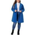thumbnail image 3 of Agnes Orinda Women's Plus Size Winter Coats Notched Lapel Single Breasted Outerwear Elegant Long Trench Coat with Pocket 2X Royal Blue, 3 of 7