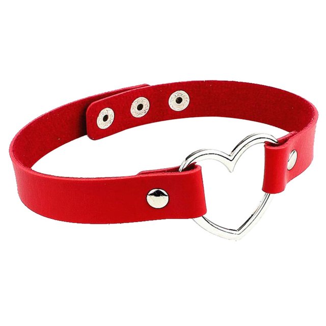 Qarigey Collar de cuero para mujer, cuello en forma de corazón, gargantilla de PU ajustable, estilo punk, joyería para el cuello, negro Ropa, zapatos y accesorios Miscelánea rojo 40x1.8 cm Qarigey AP1356-03B
