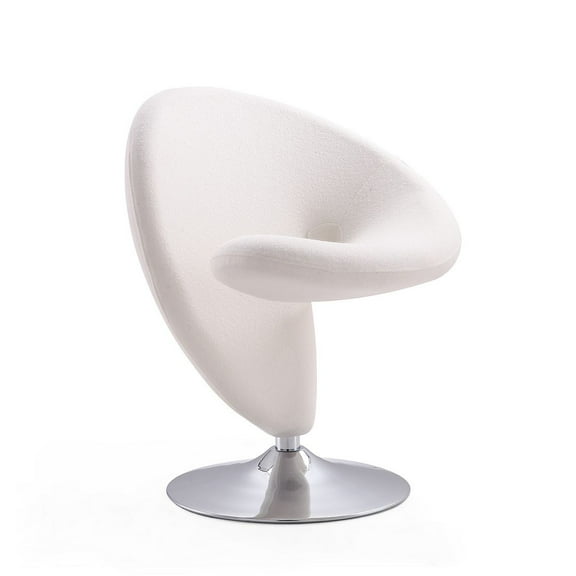Manhattan Comfort Curl Contemporary Fabric Swivel Accent Chair in Cream