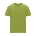 thumbnail image 7 of Afuyipoi Men's Roomy Cotton Crew Neck,Breathable 100% Cotton Tall Size Range Oversized Cut Summer Relaxation Wear Green L, 7 of 7