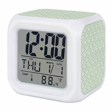 Teal Geometric Digital Alarm Clock for Bedrooms, Smart LED Alarm Clock with 7 Color Changing Night Light, Art Contemporary Modern Abstract Silent Wake Up Clocks for Sleep Study Cooking 3.2x3.2
