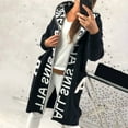 thumbnail image 3 of comerut Women Winter Autumn Sweater Coat Hooded Pockets Letter Pattern Knitted Thick Warm Long Sleeve Mid Length Loose Zipper Closure Winter Long Coat, 3 of 6