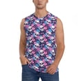 thumbnail image 2 of Lsque Skull Flower Blue Print Men's Cotton Blend Sleeveless Muscle Shirts (S-3XL)- Moisture Wicking, Odor Protection, UPF 30+,Small, 2 of 8